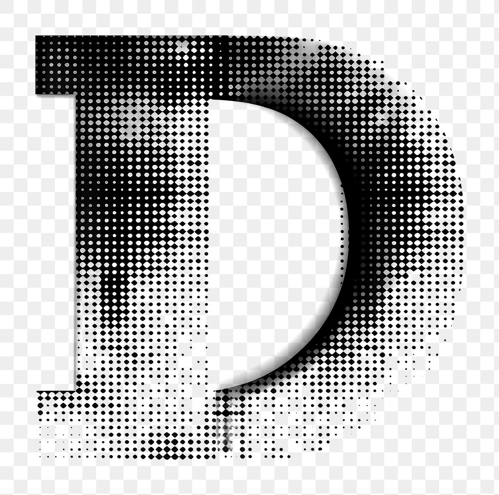 Halftone letter D text logo white background