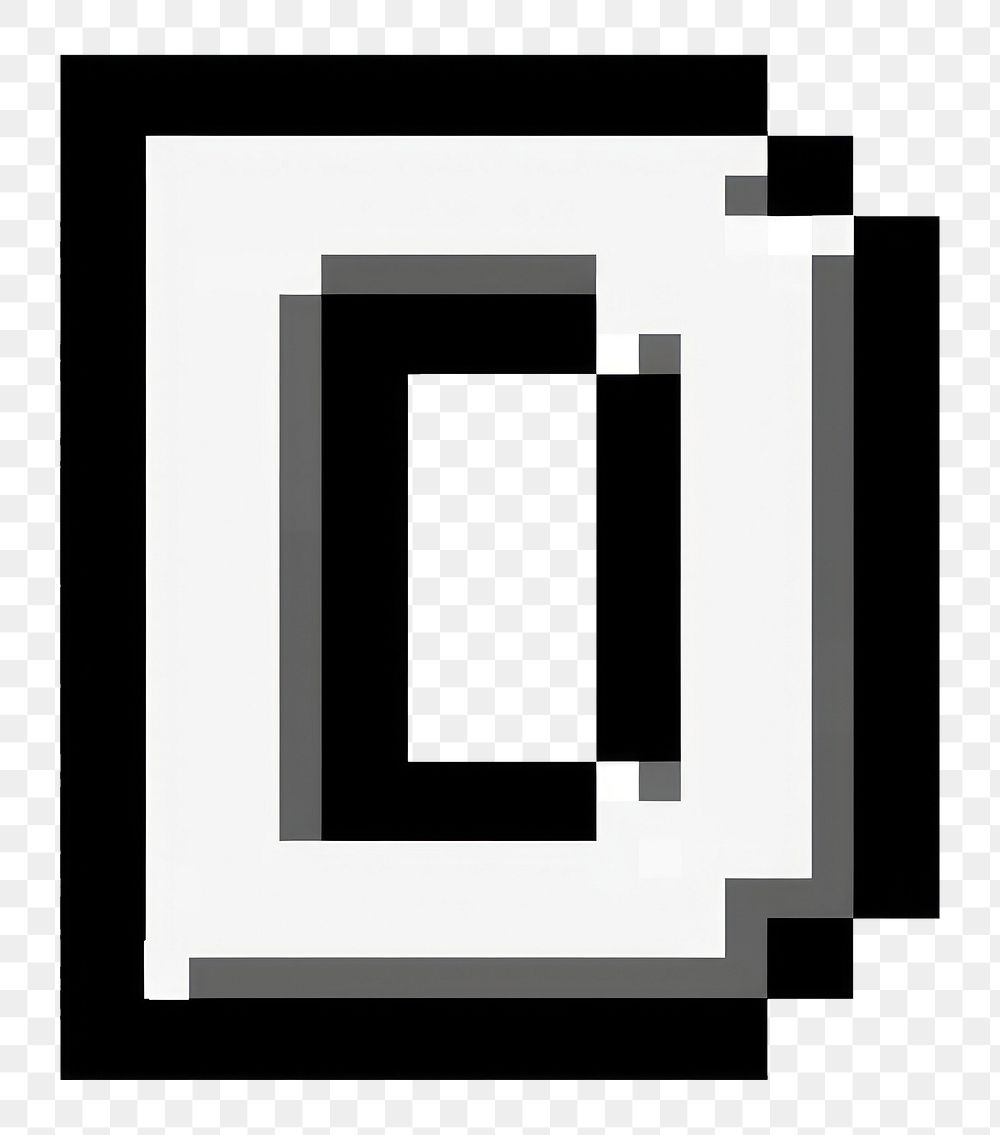 8-bit letter D black white text.