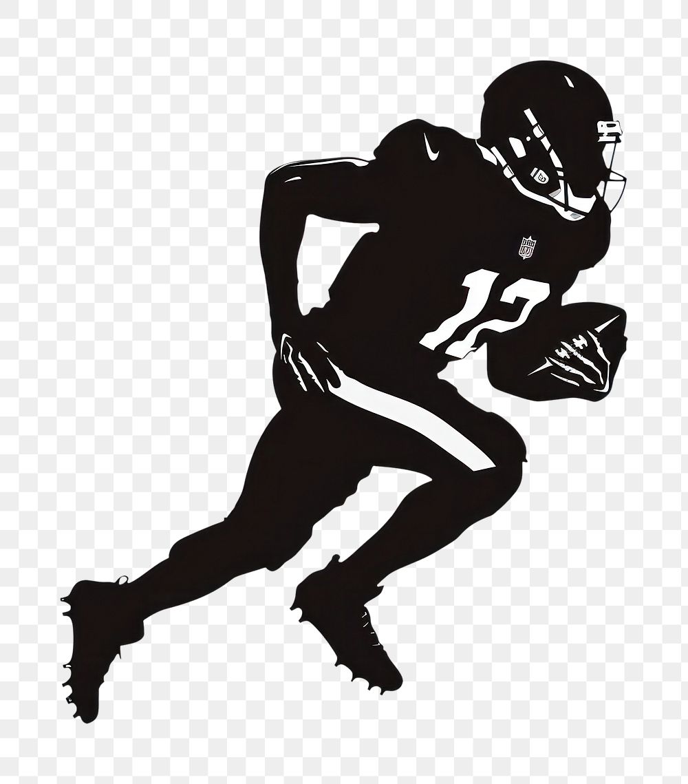 PNG American football player silhouette clothing footwear stencil.