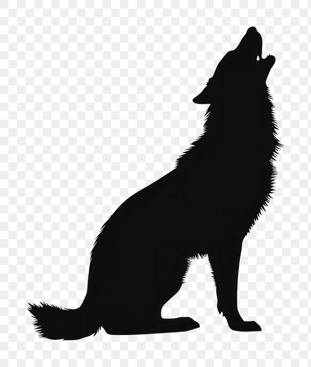PNG Wolf howling silhouette wildlife animal mammal
