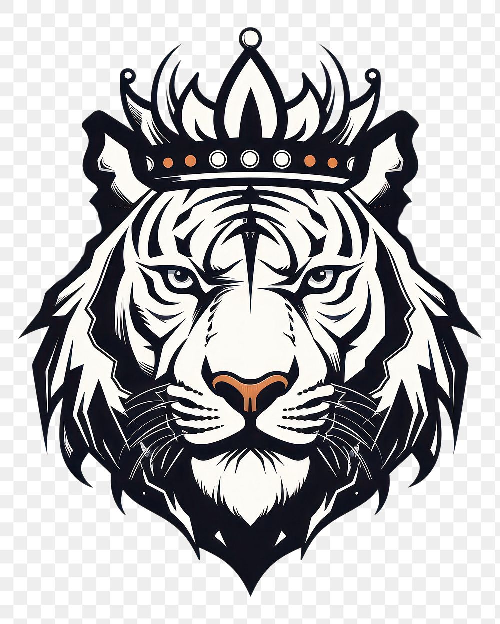 PNG Crown on tiger logo illustrated stencil