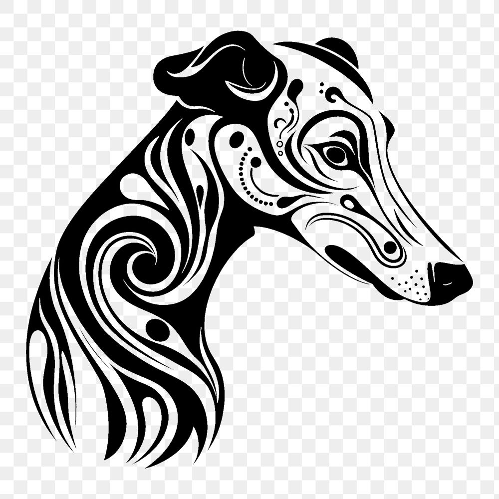 PNG Greyhound illustrated stencil drawing.