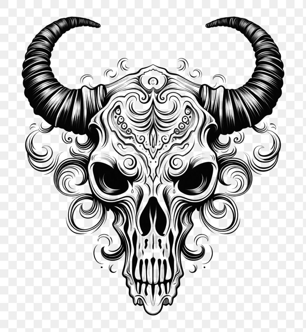 PNG Skull bull illustrated wildlife buffalo