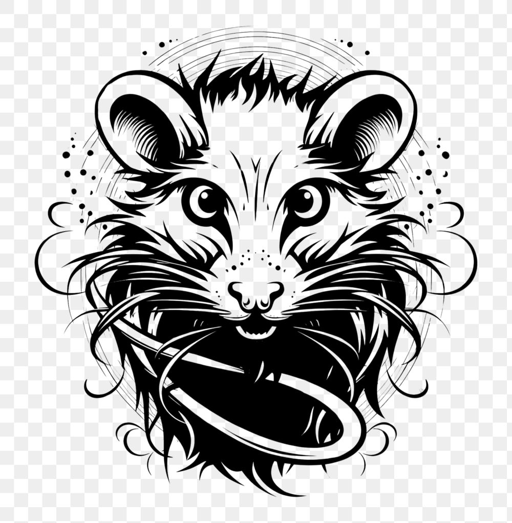 PNG Rat illustrated stencil drawing.