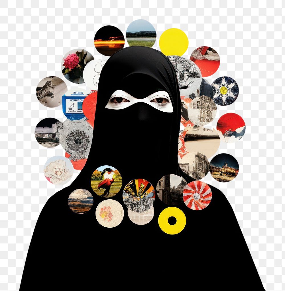 PNG Pop muslim traditional art collage represent of muslim culture sticker fashion female.