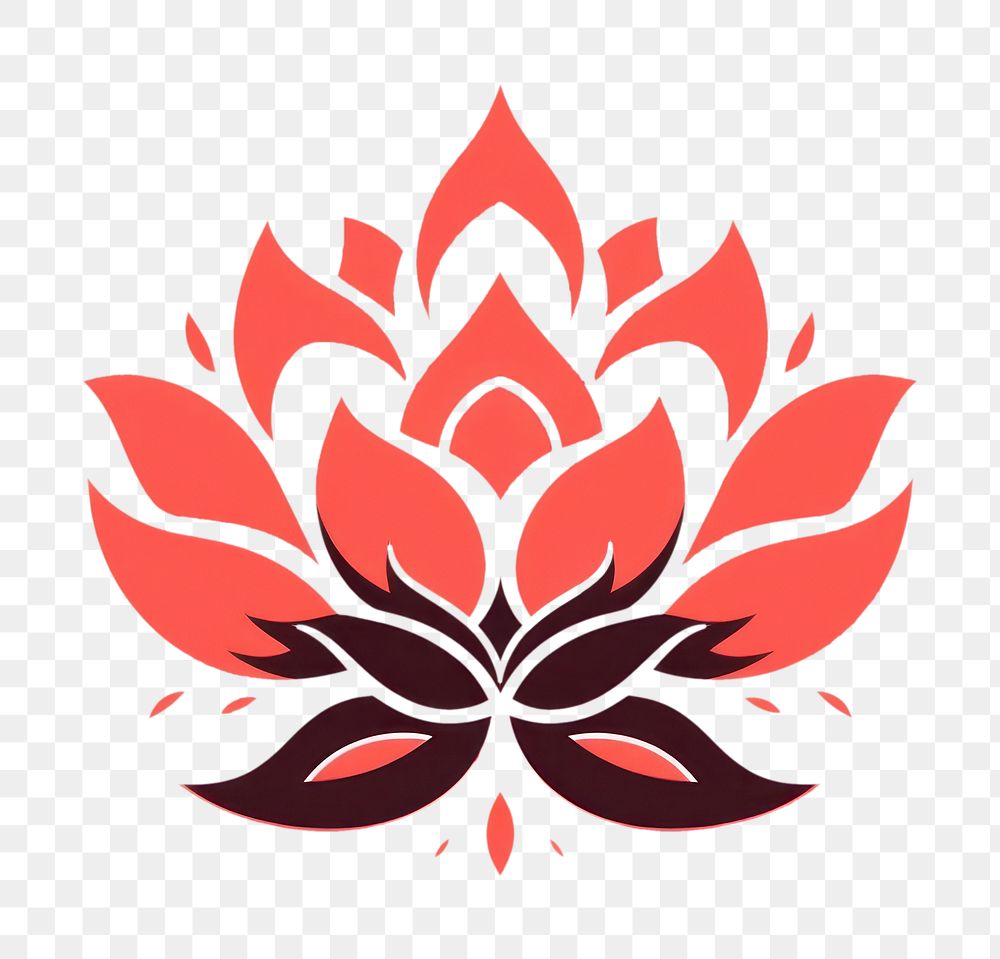 PNG Red lotus pattern flower logo.