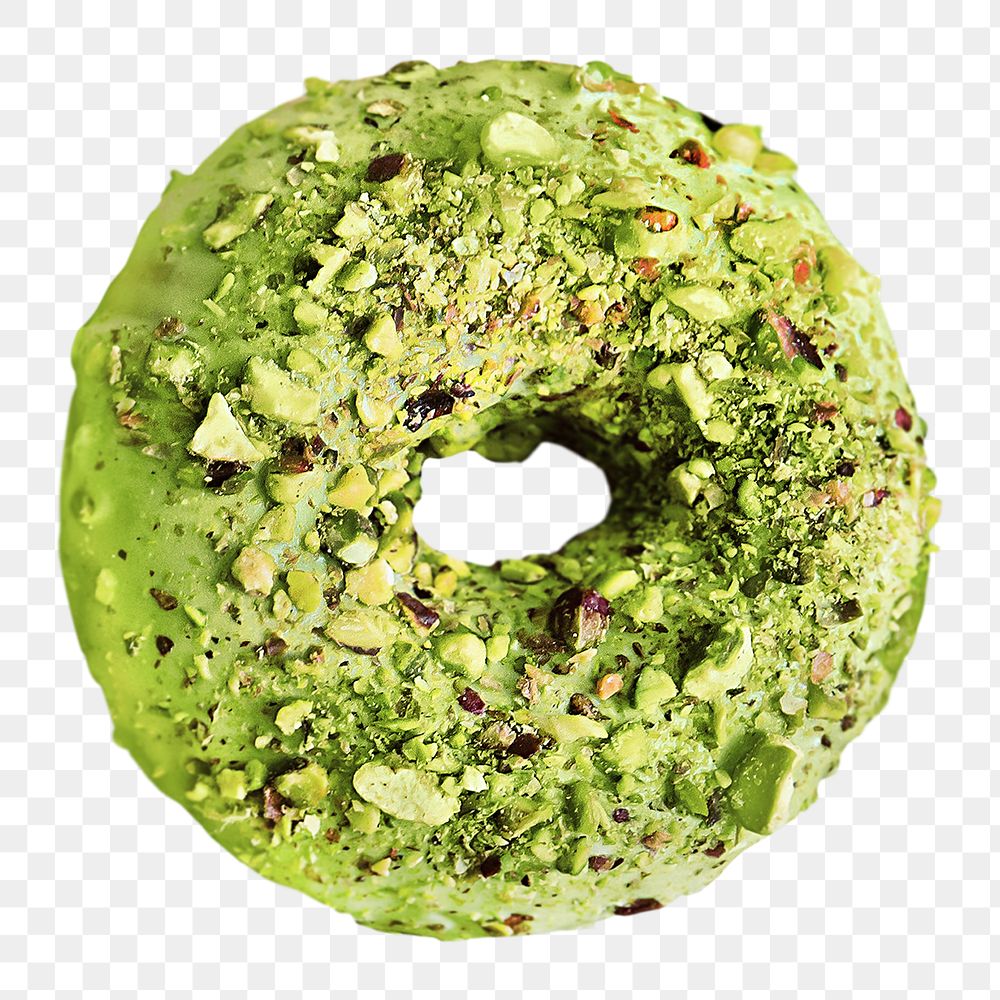 Png green almonds doughnut element, transparent background