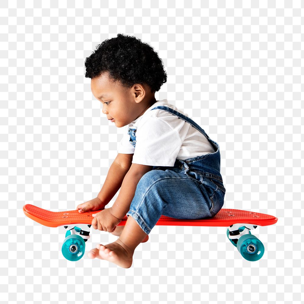 Toddler skateboarding png clipart, transparent background