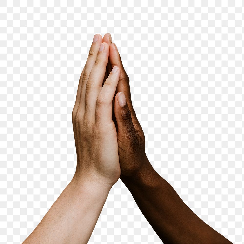 High five png clipart, diverse people, transparent background
