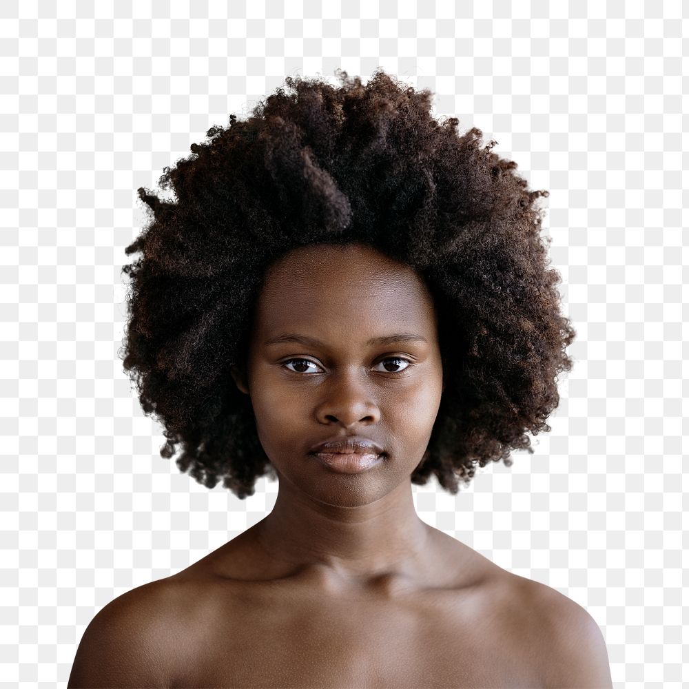 Beautiful naked black woman with afro hair transparent png