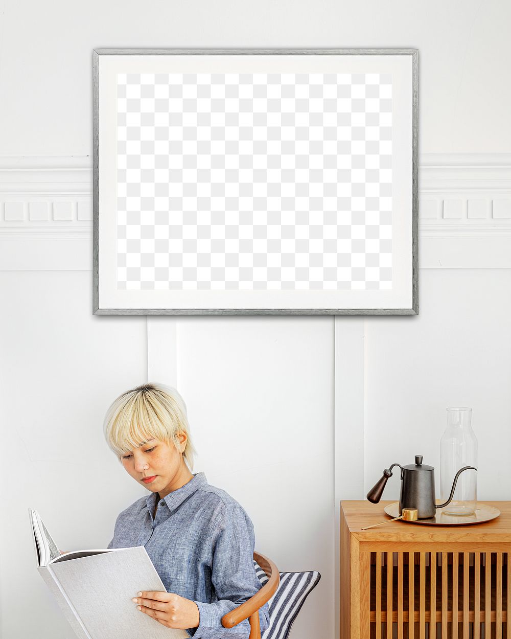 Photo frame mockup on the wall