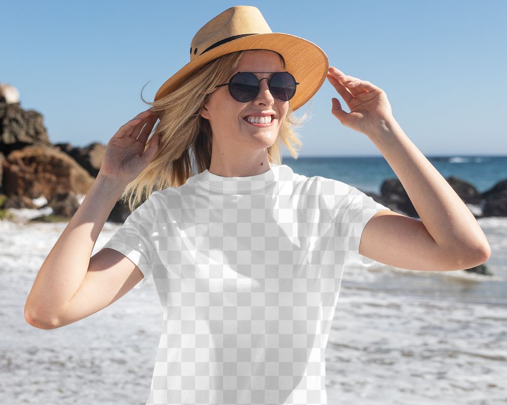 Png women&rsquo;s tee mockup basic summer apparel photoshoot