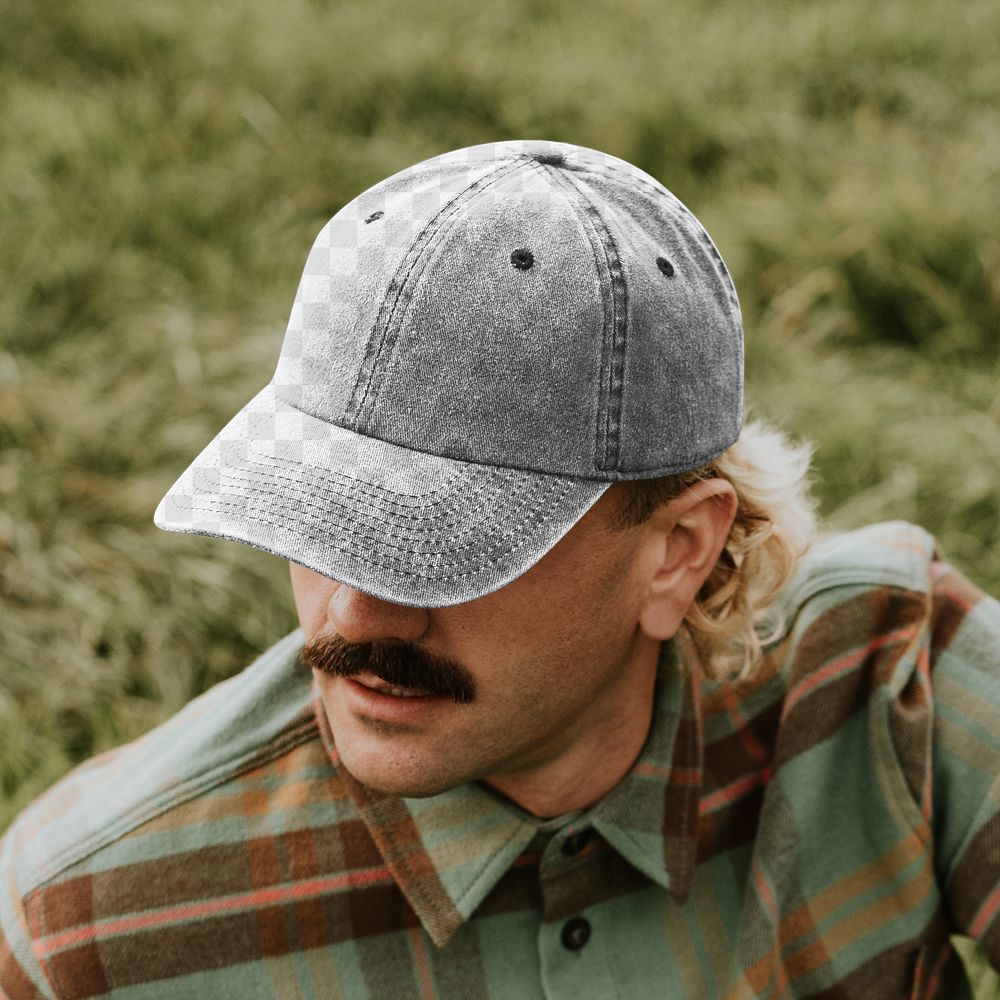 Cap png mockup for alternative men&rsquo;s fashion shoot