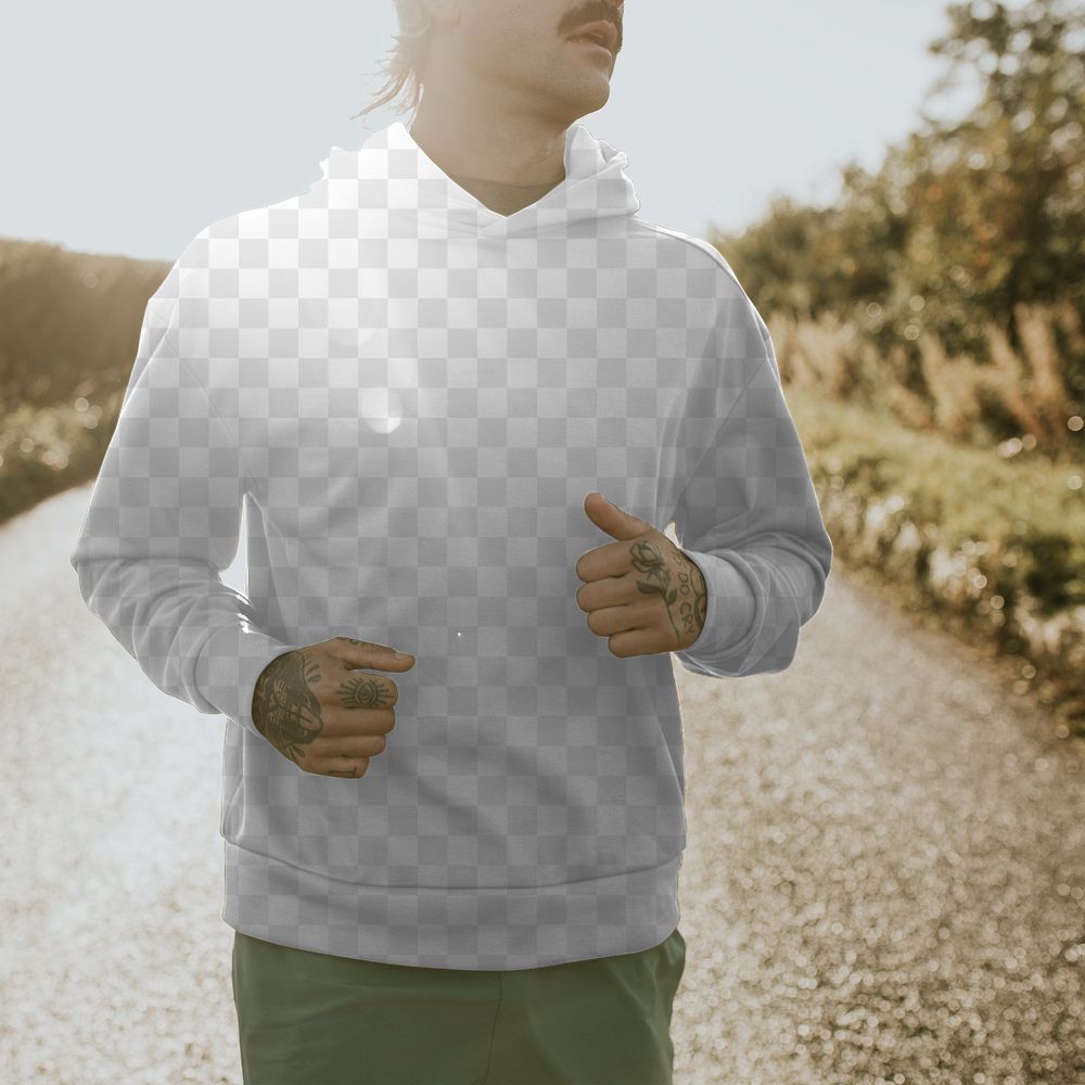 Hoodie png mockup men&rsquo;s sportswear apparel shoot