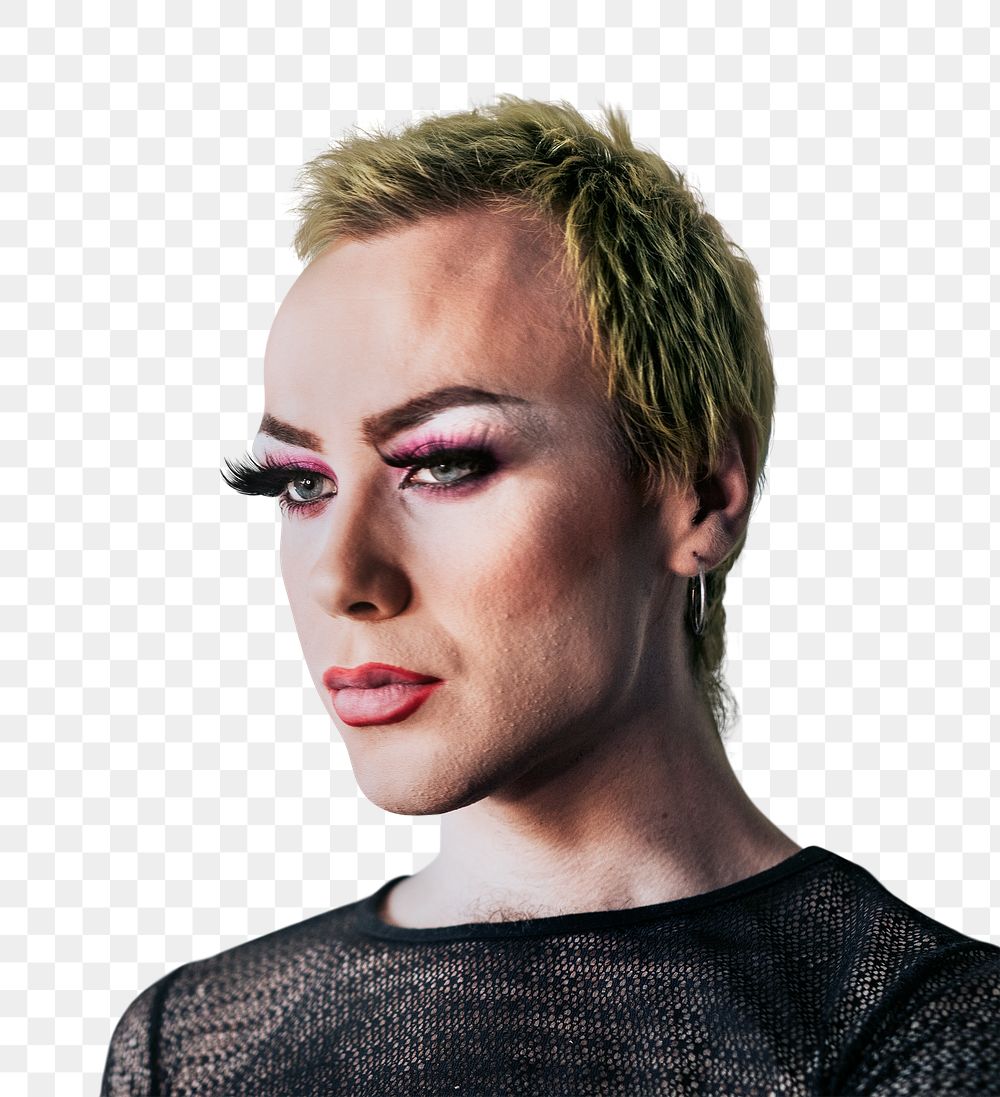 Drag show artist png, wearing makeup
