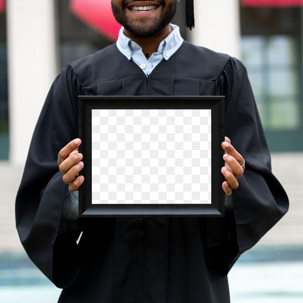 Academic certificate png mockup, graduate with transparent frame 