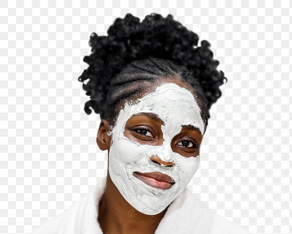Png woman in facial mask sticker, health & wellness, transparent background