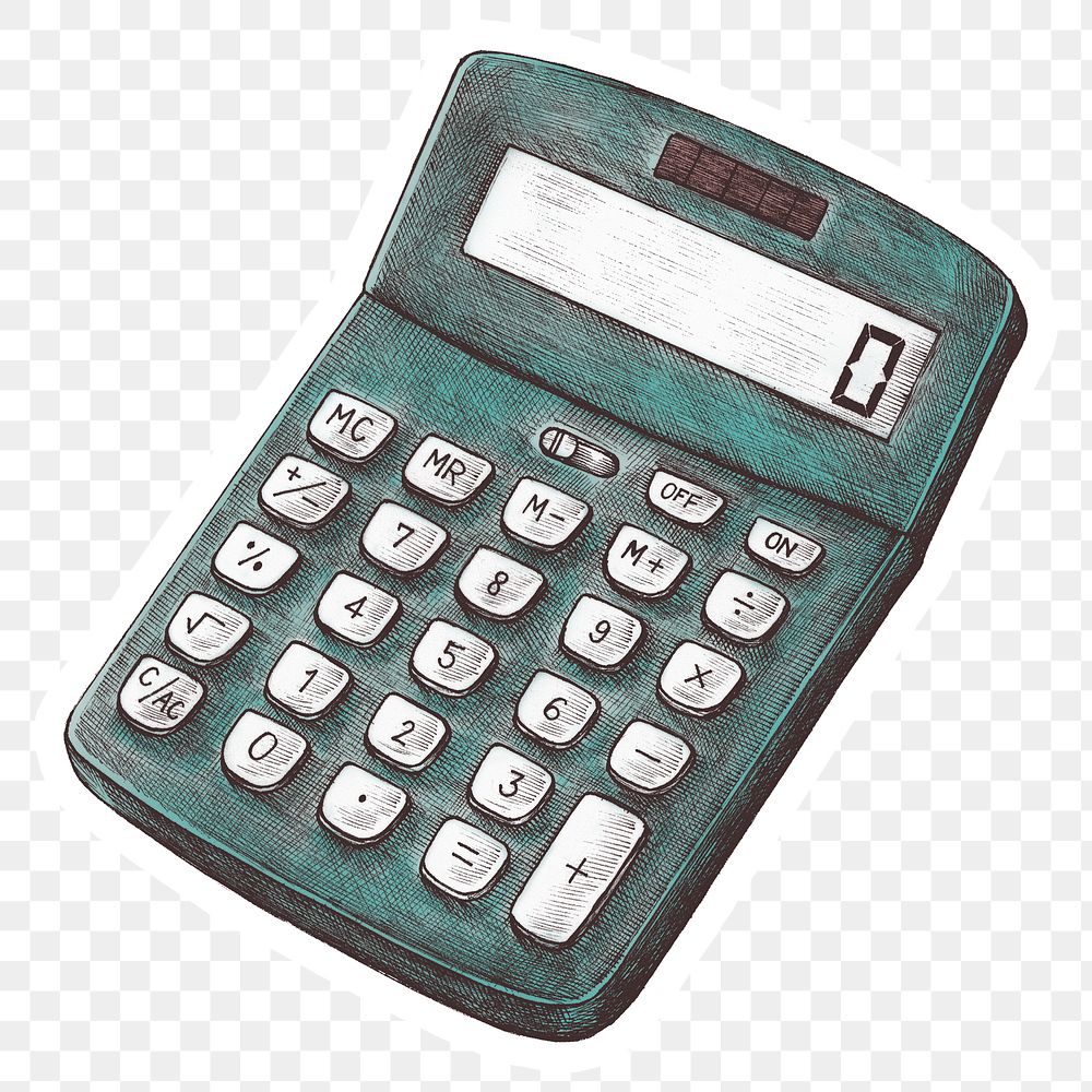 Png vintage calculator drawing sticker | Free PNG Sticker - rawpixel