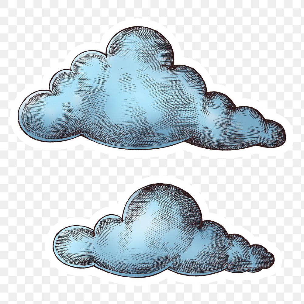 Png blue clouds drawing clipart Free PNG Sticker rawpixel