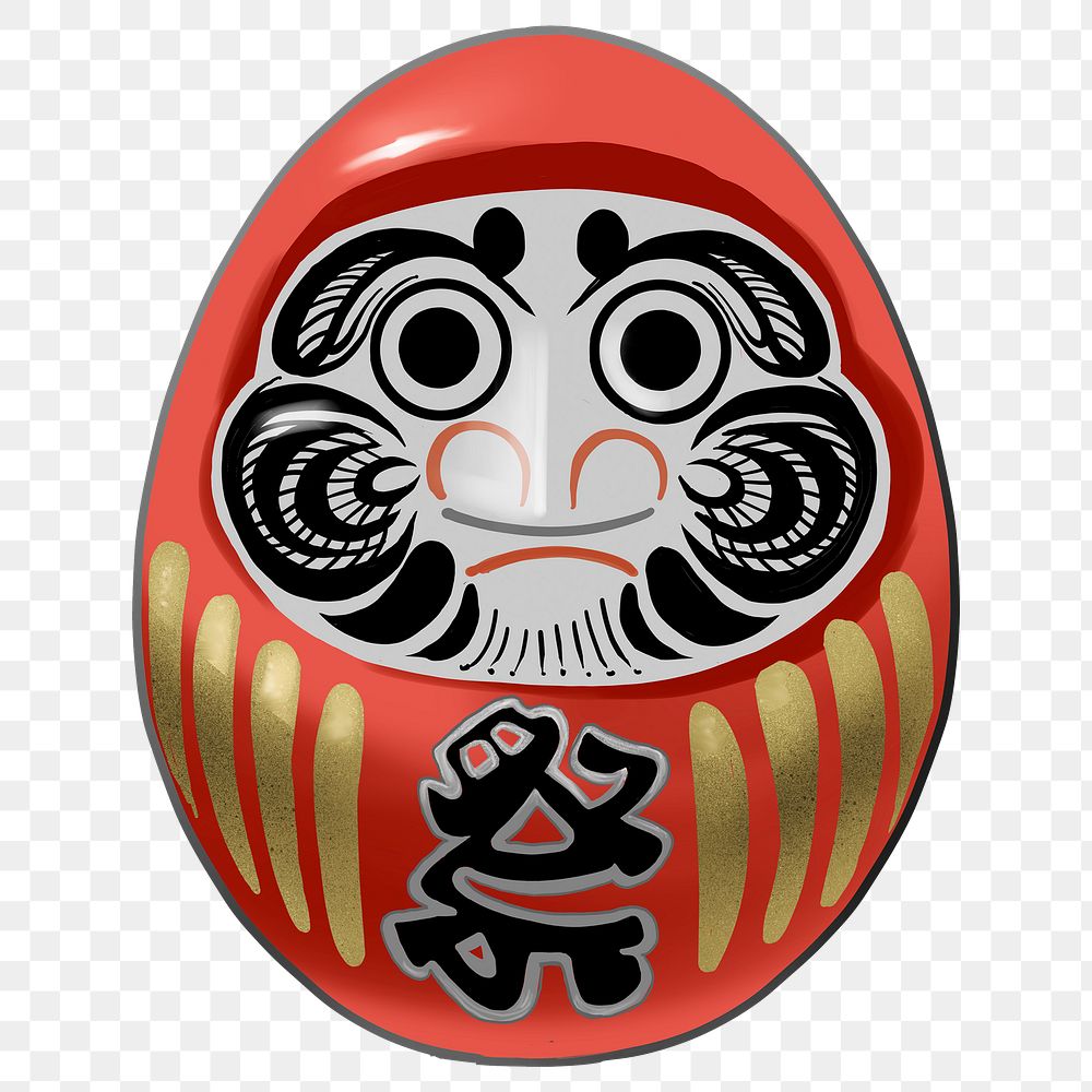 Daruma doll png sticker, traditional Japanese illustration