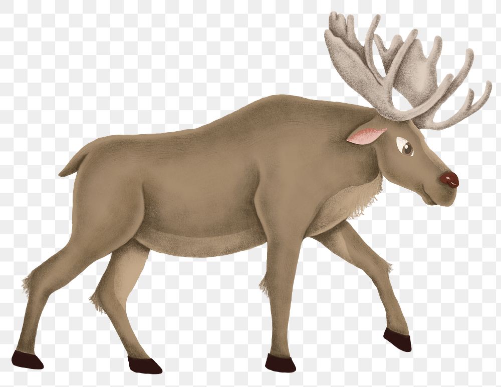 Cute moose png sticker hand drawn