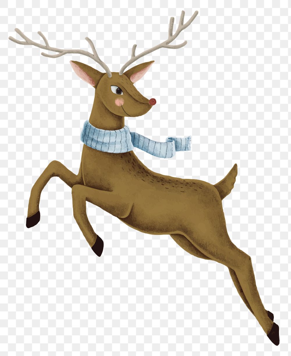 Cute rudolph with scarf png sticker drawing