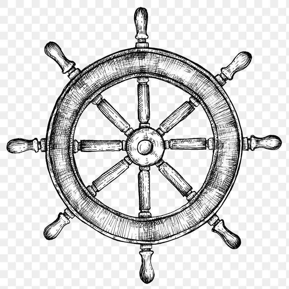 Black and white png ship wheel