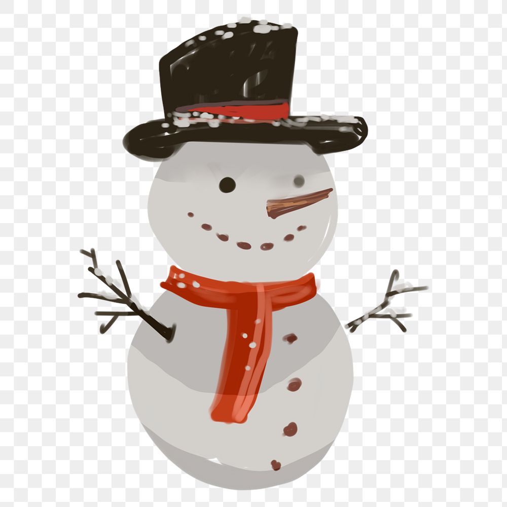 Snowman png sticker, Christmas collage element, hand drawn design