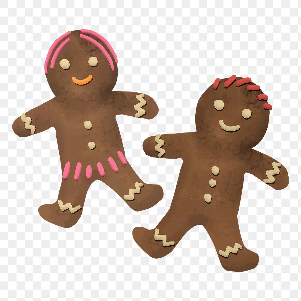 PNG Christmas sticker, gingerbread cookies, hand drawn style
