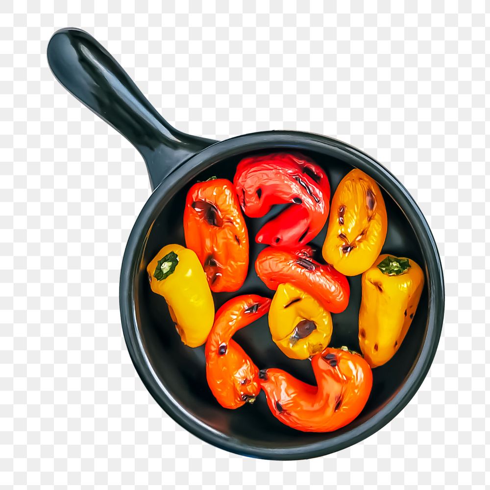 Png grilled peppers sticker, food photography, transparent background