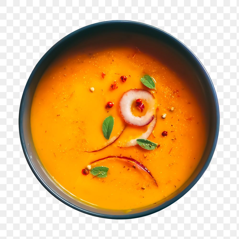 Png orange soup sticker, food photography, transparent background