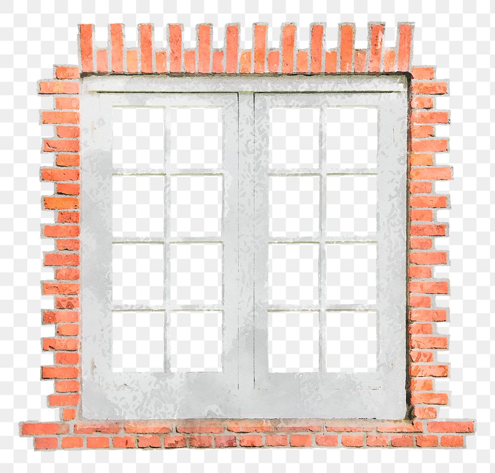 Watercolor casement png window clipart, home exterior illustration