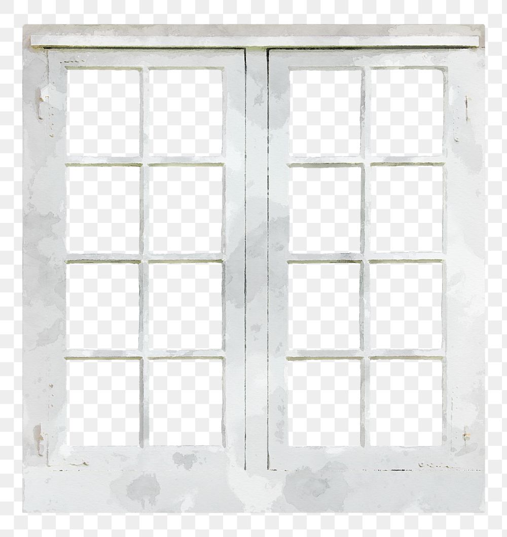 Watercolor casement png window clipart, home exterior illustration