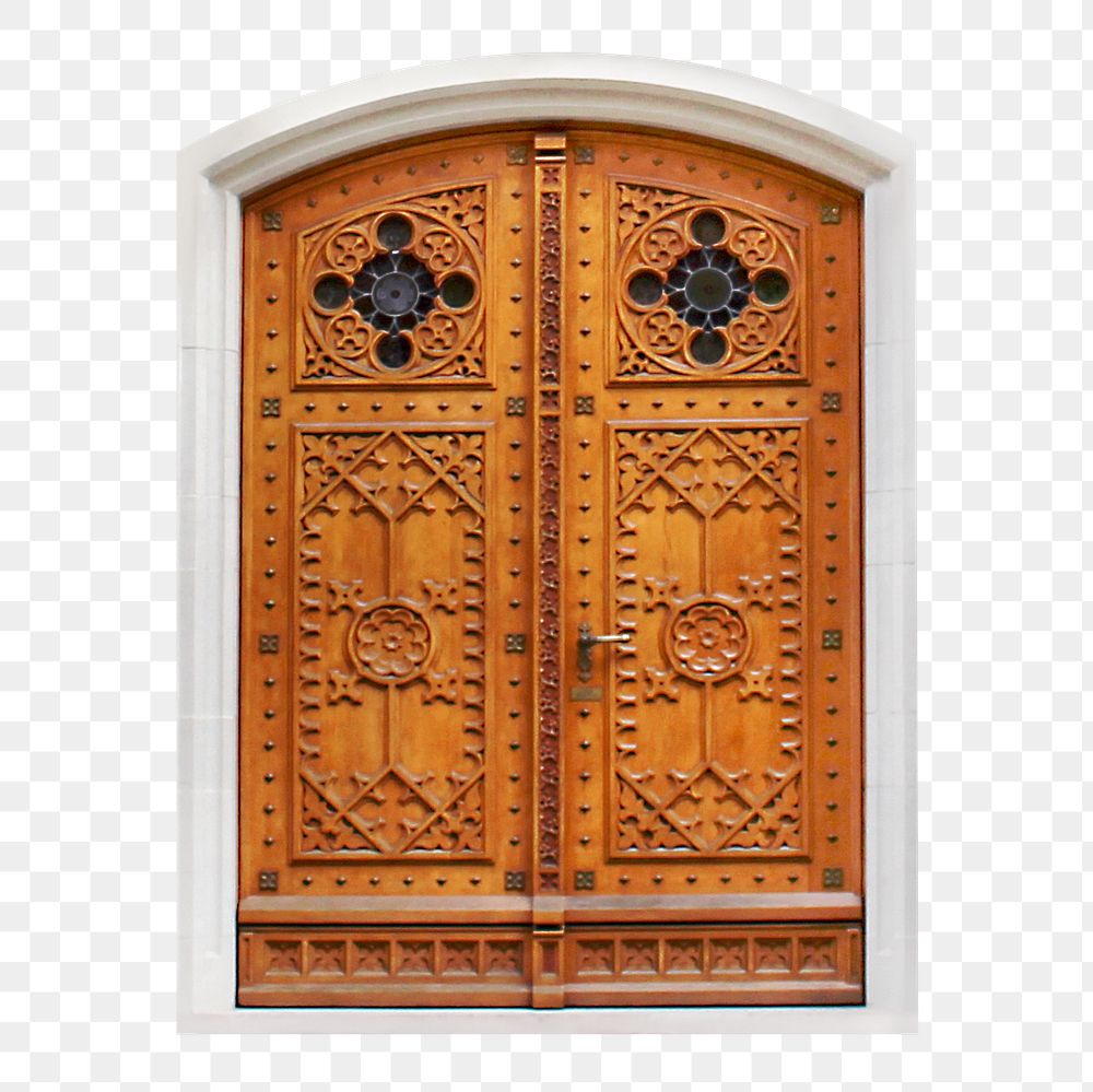 Old church door png clipart, wooden exterior design