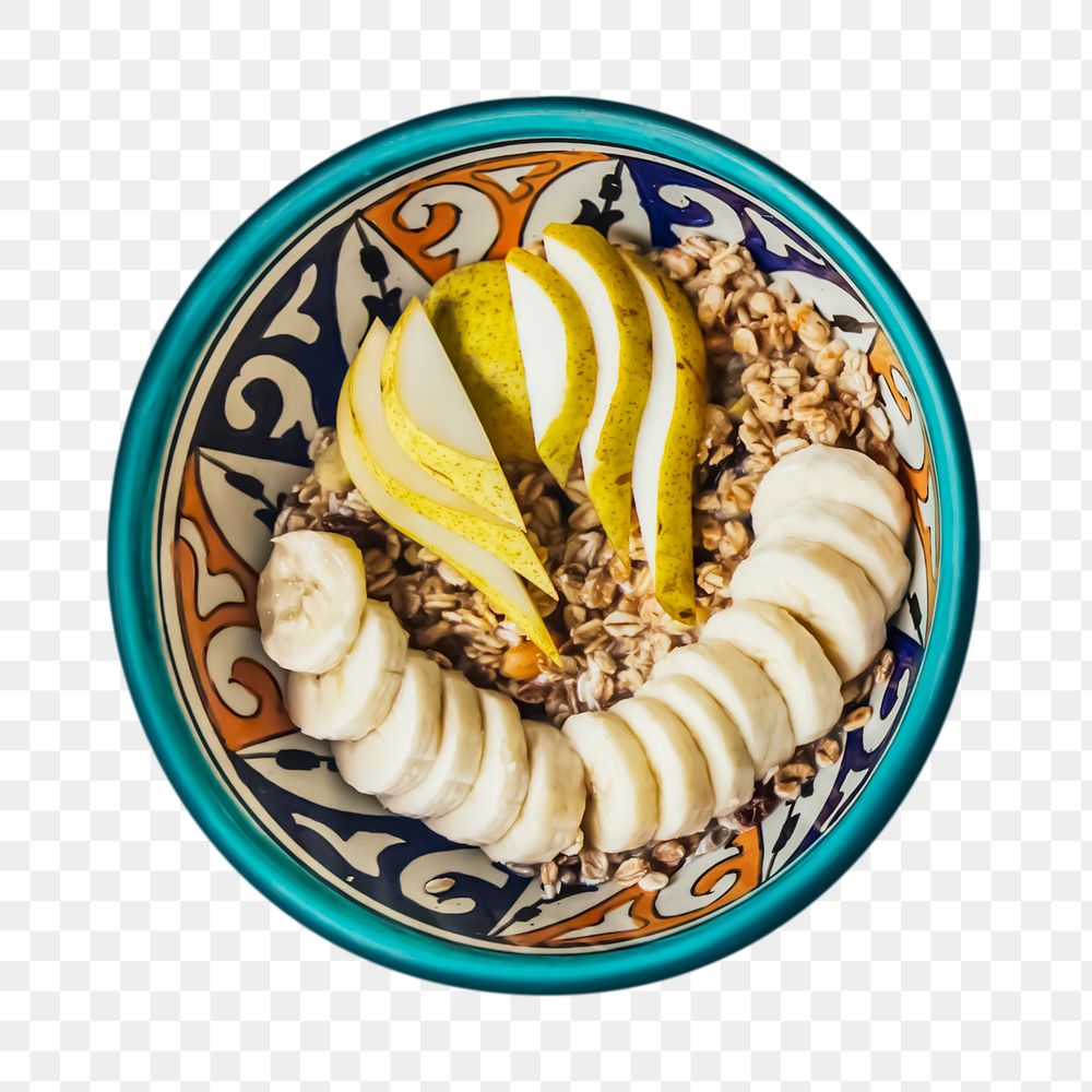 Png granola fruit bowl sticker, food photography, transparent background