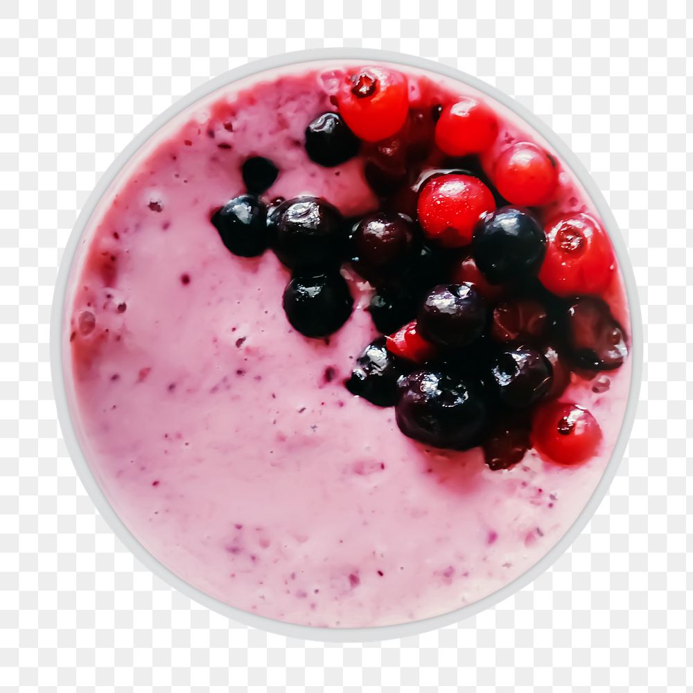 Png berry smoothie sticker, food photography, transparent background
