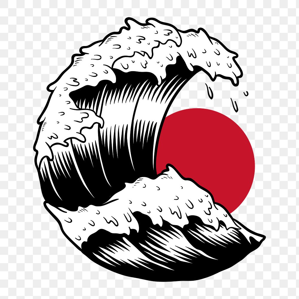 Japanese wave sticker design element