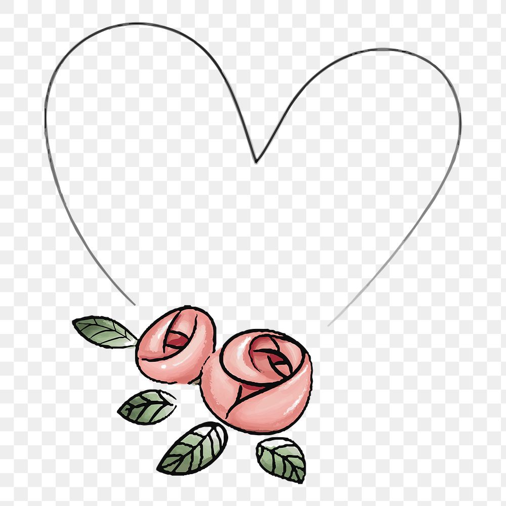 Flower heart frame png sticker, valentine&rsquo;s day clipart in pink