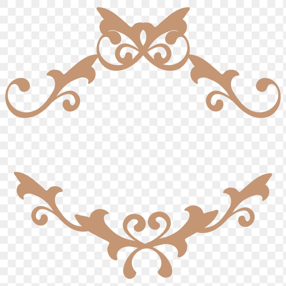 Vintage bronze filigree border png sticker