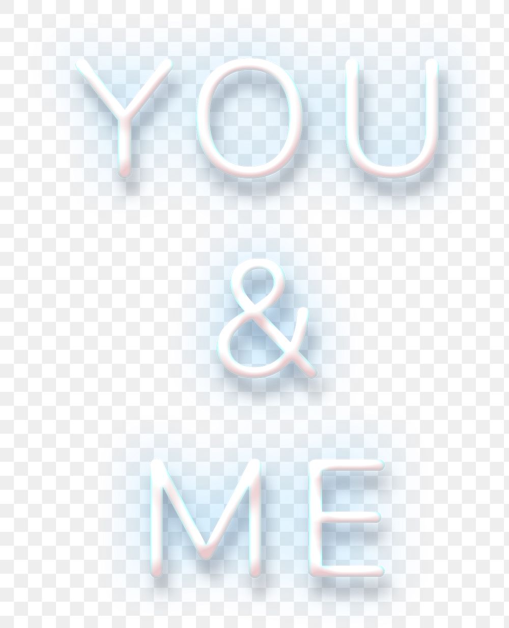 Glowing You&Me blue neon typography design element