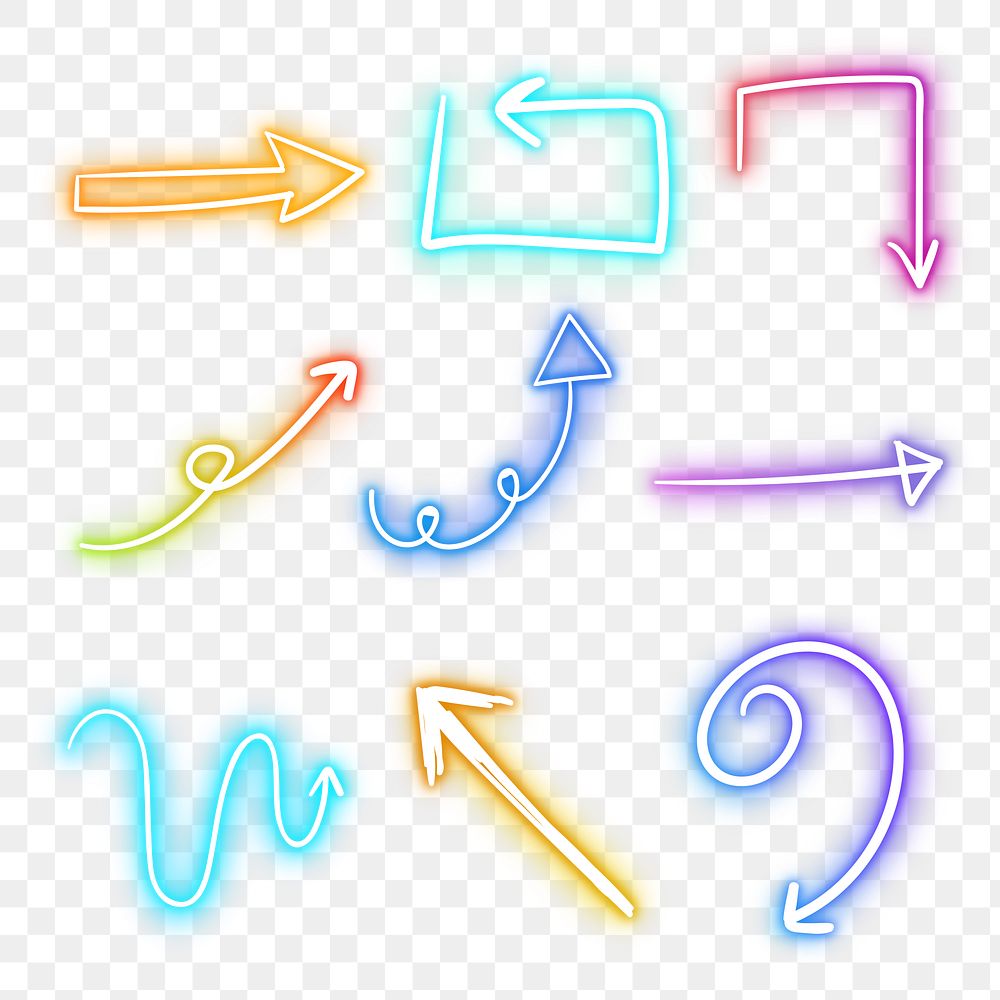 Neon arrows sign set design element