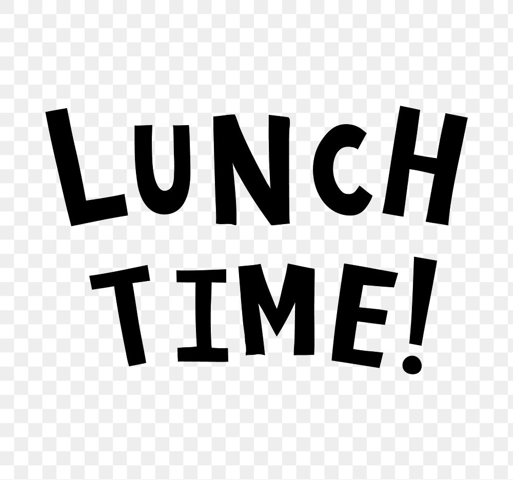 black-lunch-time-doodle-typography-free-png-sticker-rawpixel