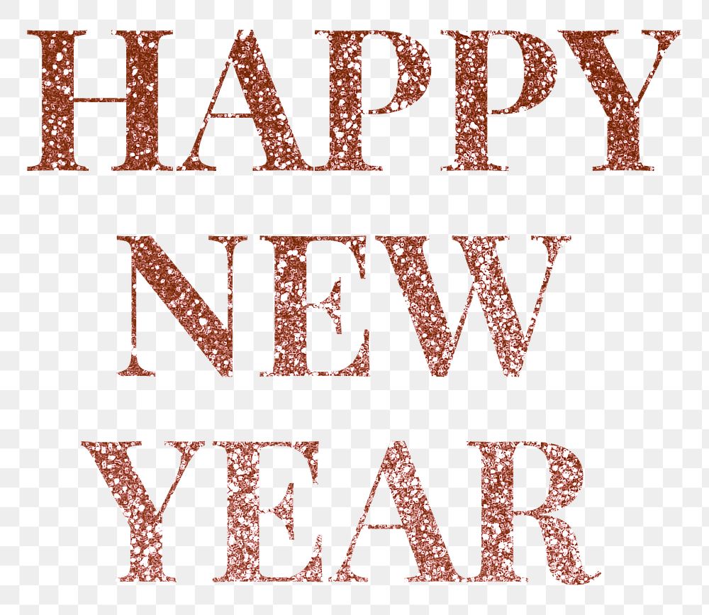 Happy new year png word art typography 