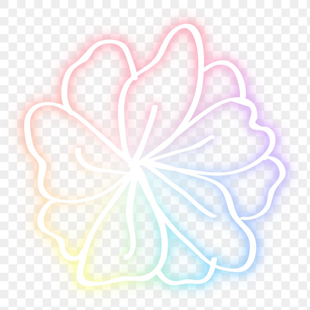 Neon flower png glowing colorful sign