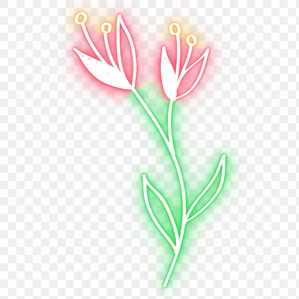 Png neon pink flower glowing sign