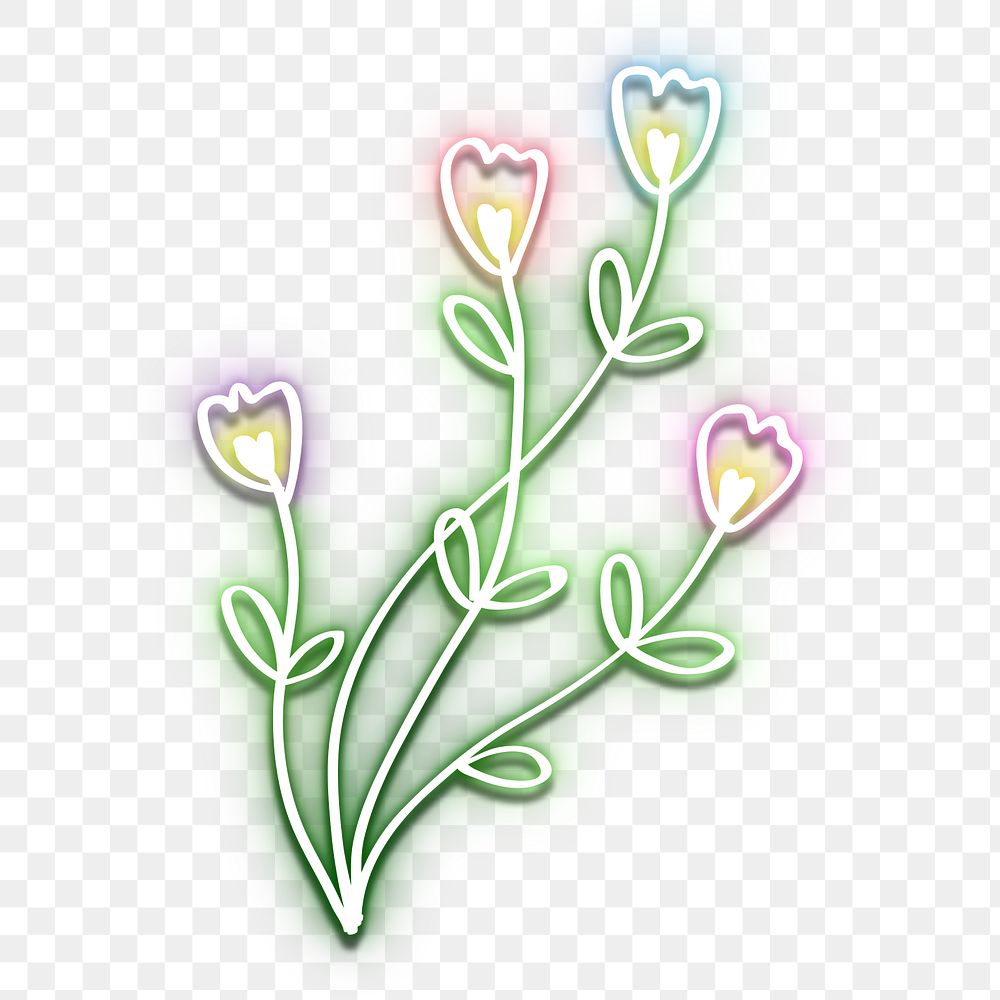 Neon small flowers png summer floral