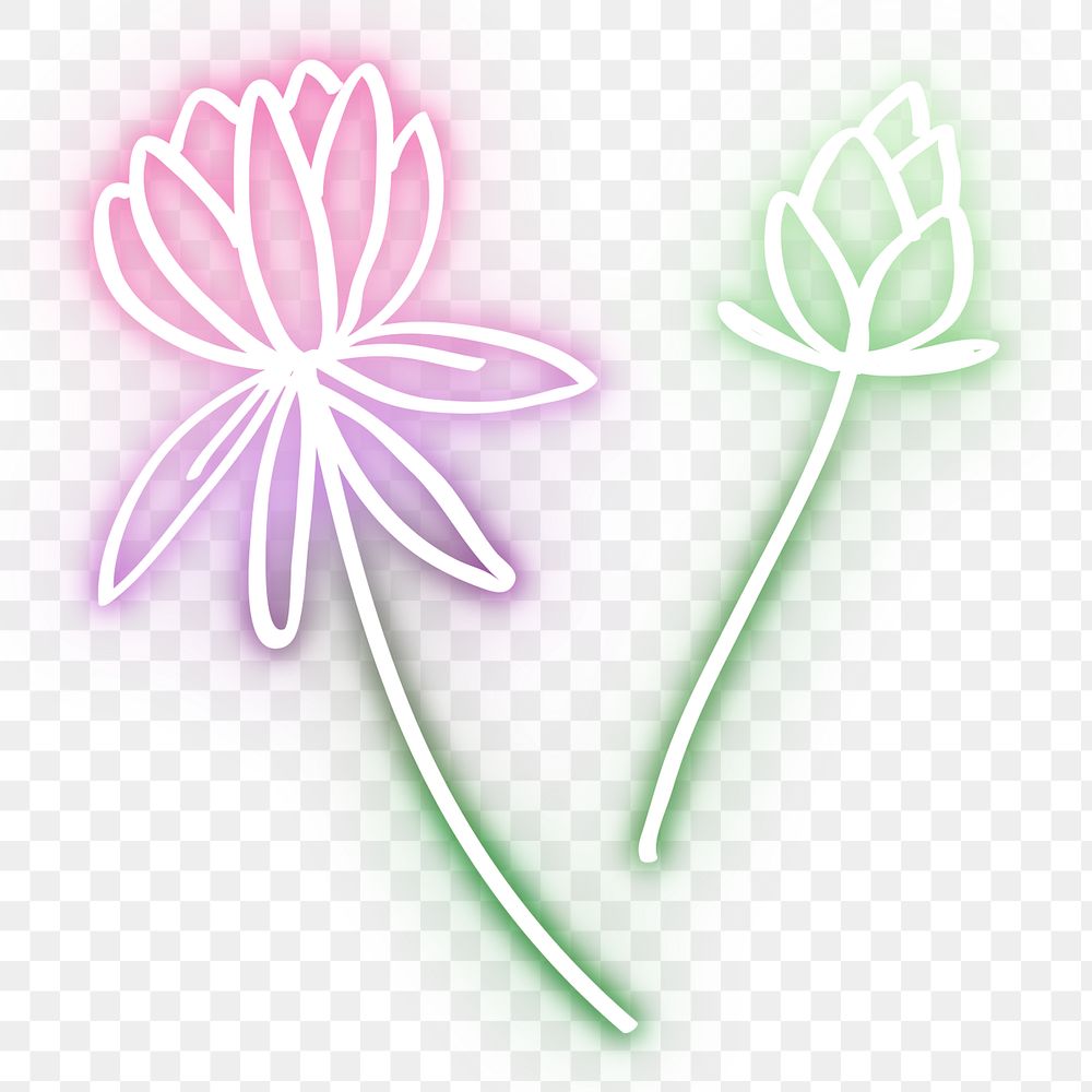 Png neon lotus flower glowing sign