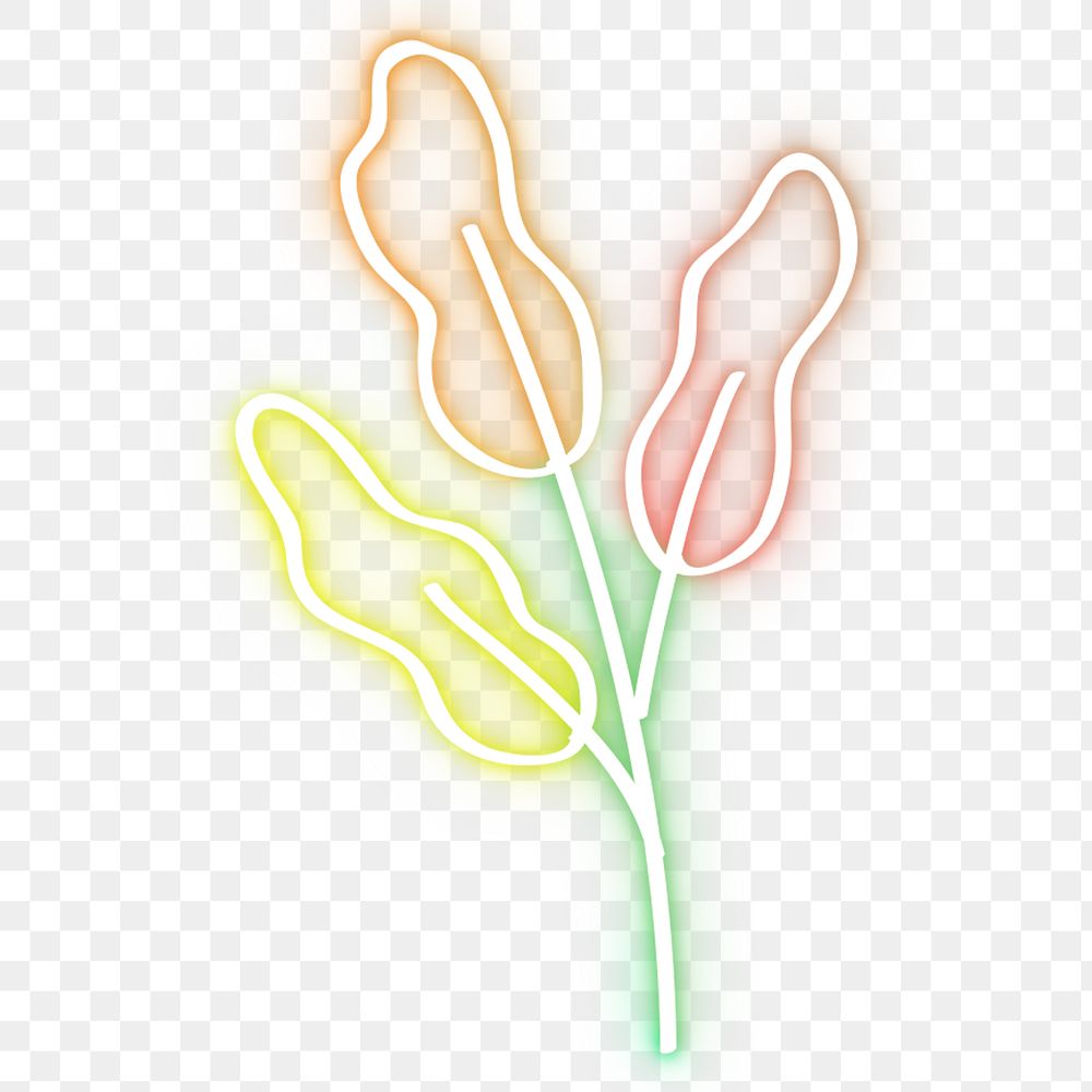 Glowing neon png branch botanical