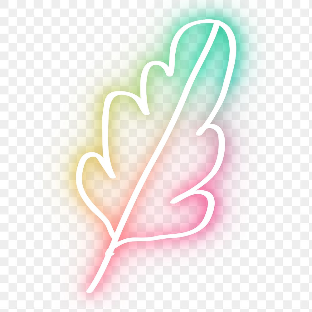 Glowing neon colorful leaf png botanical