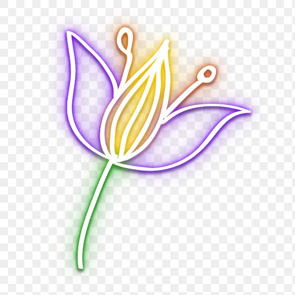 Neon purple flower png glowing sign